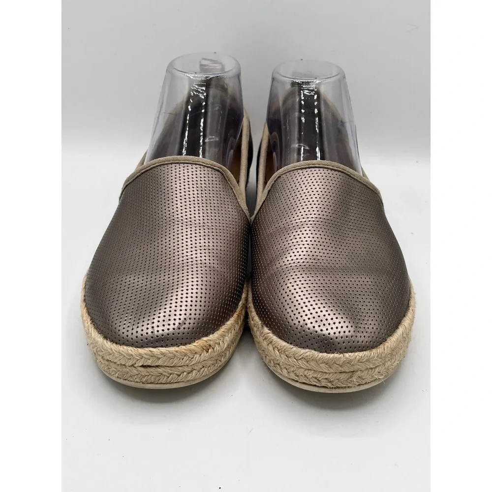 Clarks Collection Cushion SoftMetallic Bronze Perforated Espadrille Flats Sz‎ 9W